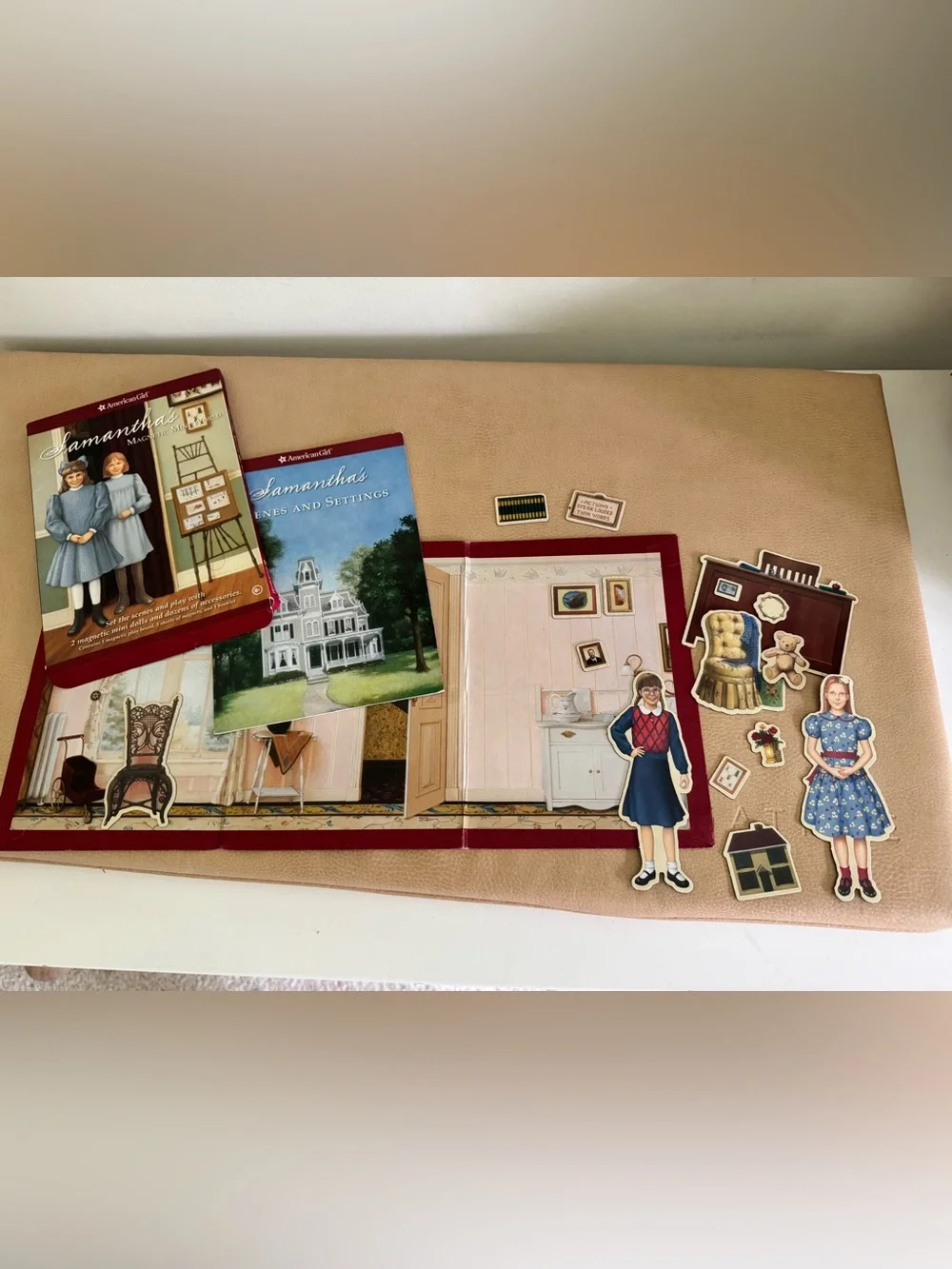 American Girl Felicity Book Samantha Book and Samantha Magnetic Mini World